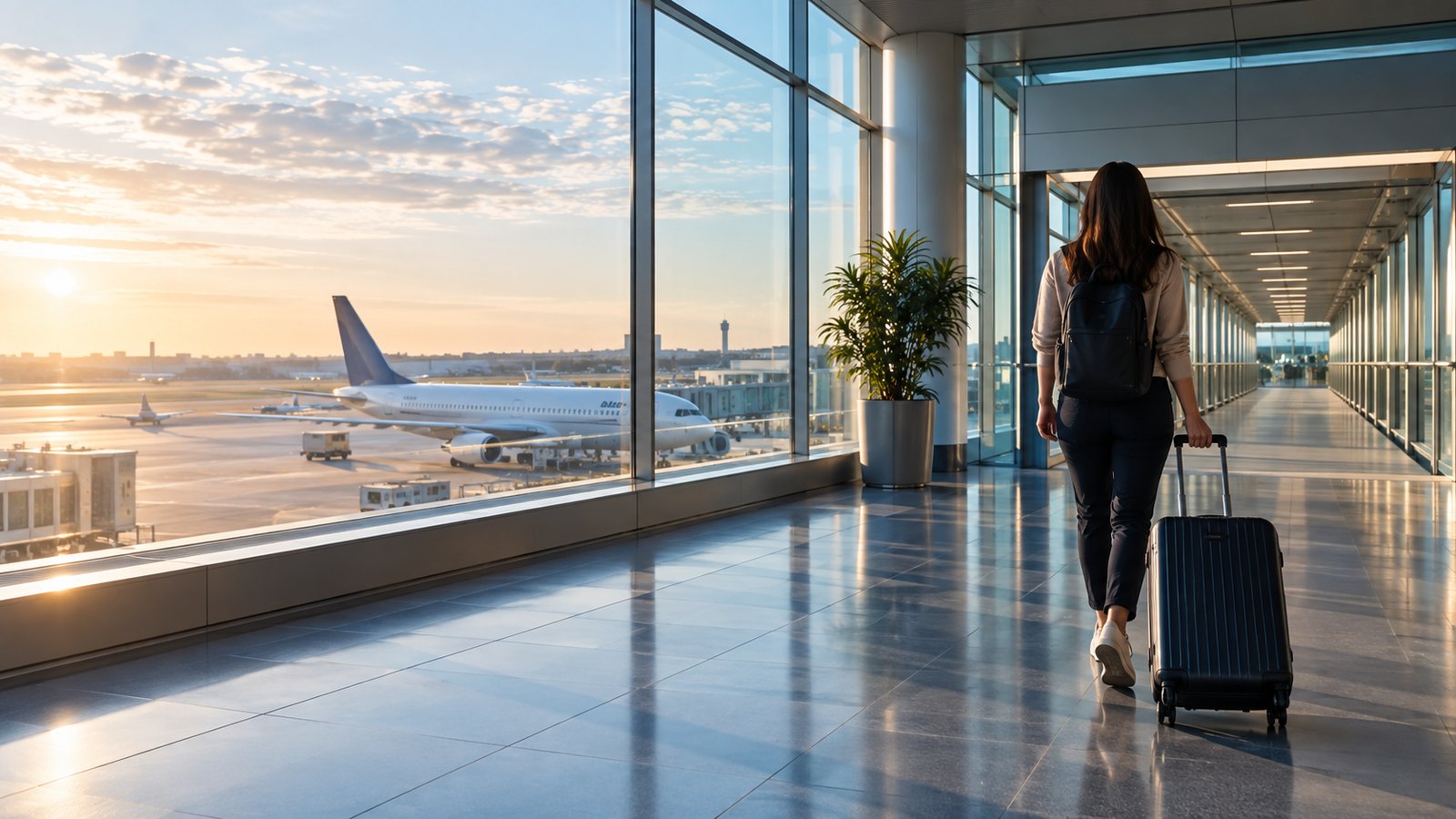 Couloir de correspondance dans un terminal aéroportuaire moderne