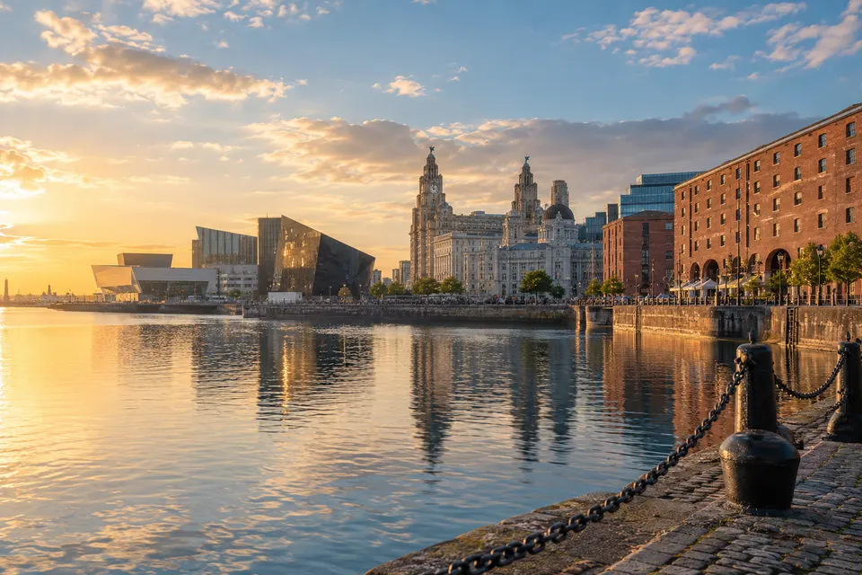 Illustration IA inspirée de Liverpool, Angleterre — scène d’ambiance non documentaire