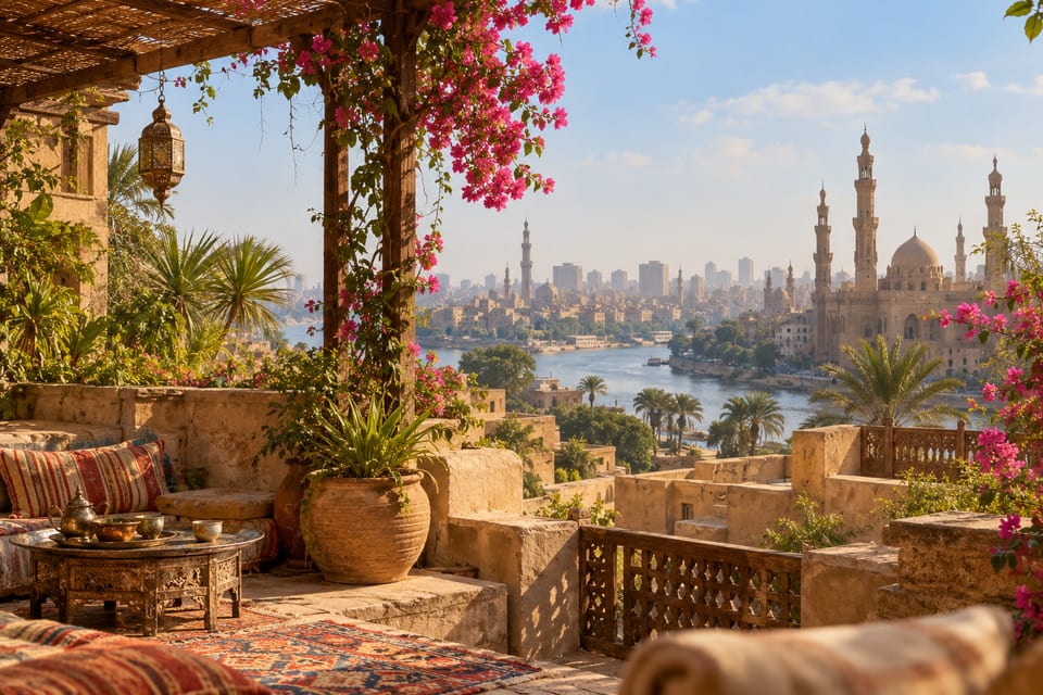Illustration IA inspirée de Le Caire, Égypte — scène d’ambiance non documentaire