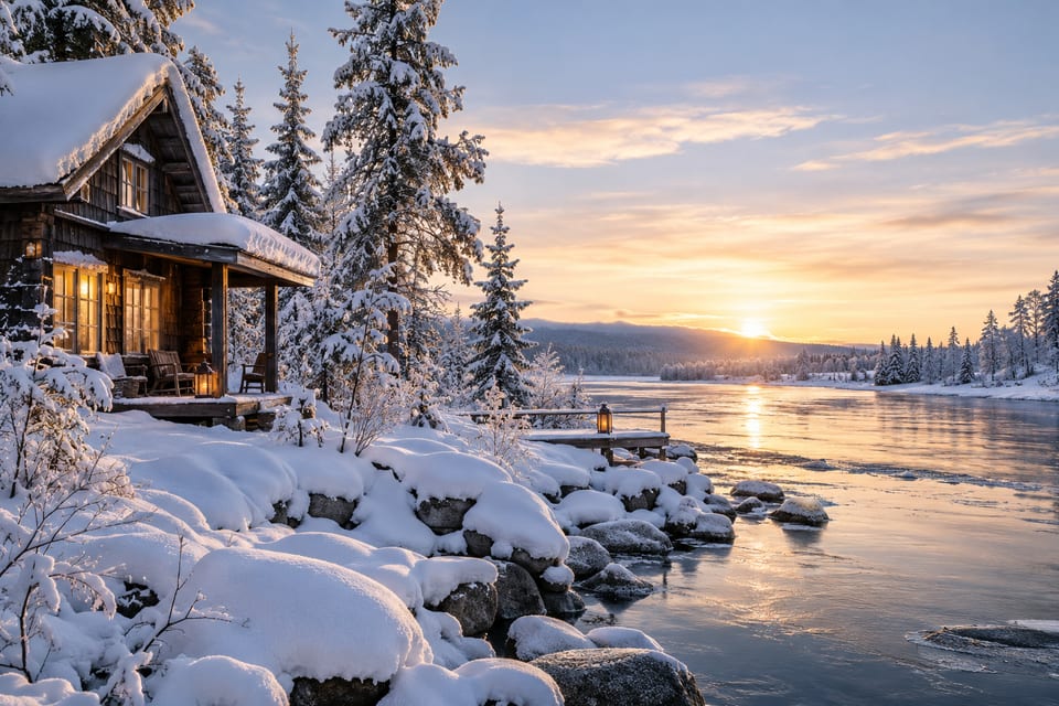 Illustration IA inspirée de Rovaniemi, Finlande — scène d’ambiance non documentaire