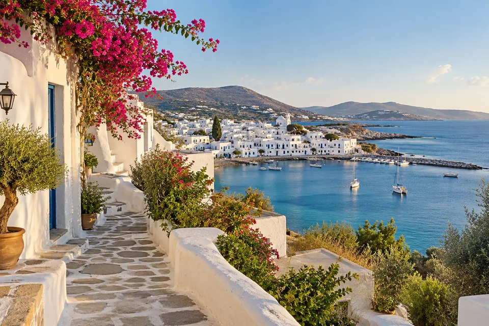 Illustration IA inspirée de Paros, Grèce — scène d’ambiance non documentaire