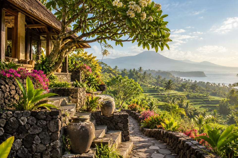 Illustration IA inspirée de Bali, Indonésie — scène d’ambiance non documentaire