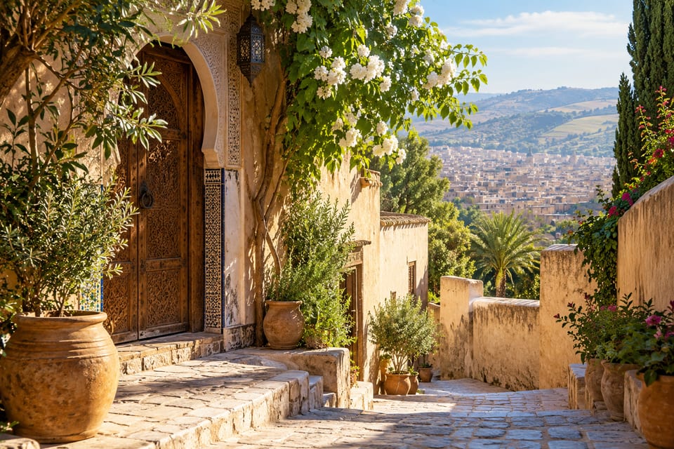 Illustration IA inspirée de Fès, Maroc — scène d’ambiance non documentaire