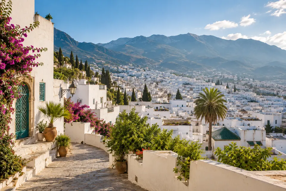 Illustration IA inspirée de Tétouan, Maroc — scène d’ambiance non documentaire