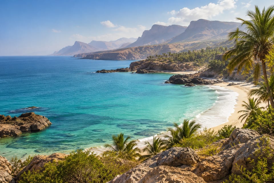 Illustration IA inspirée de Salalah, Oman — scène d’ambiance non documentaire