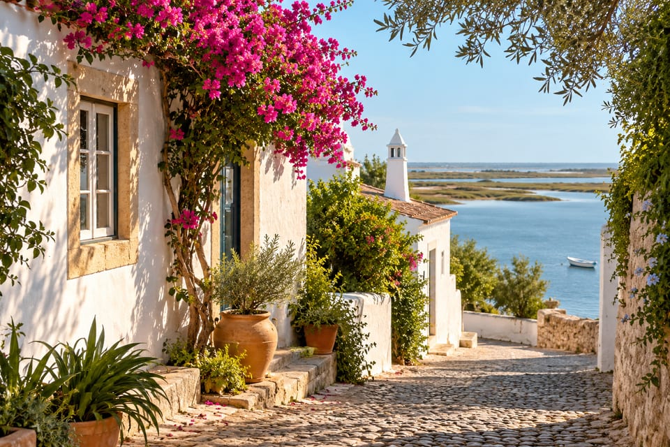 Illustration IA inspirée de Faro, Portugal — scène d’ambiance non documentaire