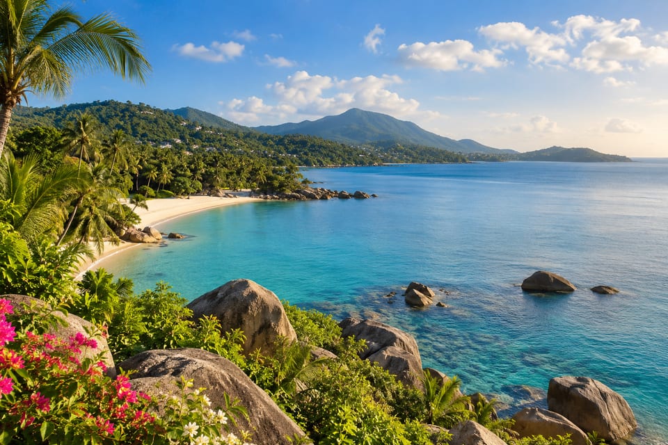 Illustration IA inspirée de Koh Samui, Thaïlande — scène d’ambiance non documentaire