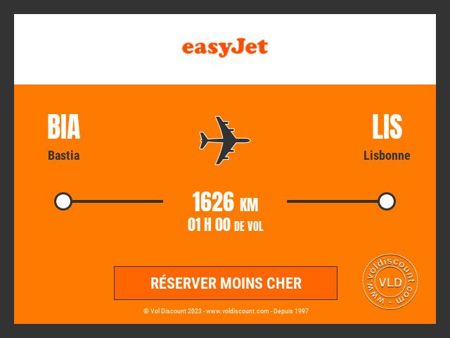 Vol petit prix Bastia Lisbonne Easyjet