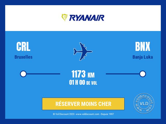 Vol petit prix Bruxelles Banja Luka Ryanair