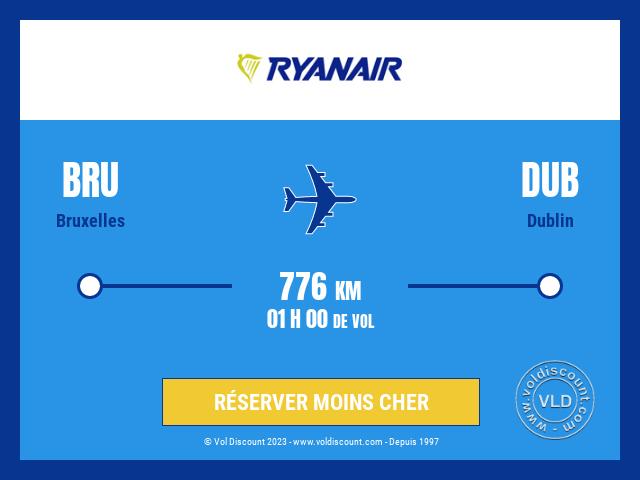 Vol petit prix Bruxelles Dublin Ryanair