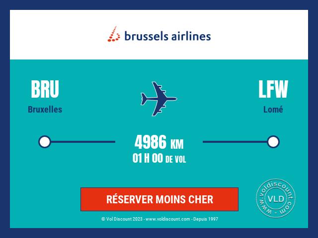 Vol petit prix Bruxelles Lomé Brussels Airlines