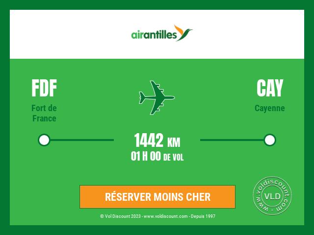 Vol petit prix Fort de France Cayenne Air Antilles