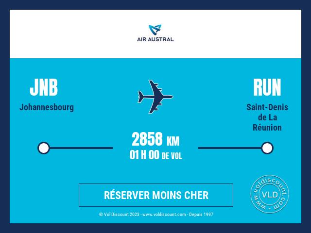 Vol petit prix Johannesbourg Saint-Denis de La Réunion Air Austral