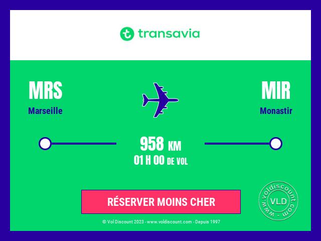 Vol petit prix Monastir Transavia France