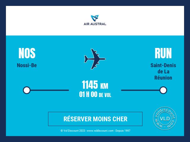 Vol petit prix Nossi-Be Saint-Denis de La Réunion Air Austral