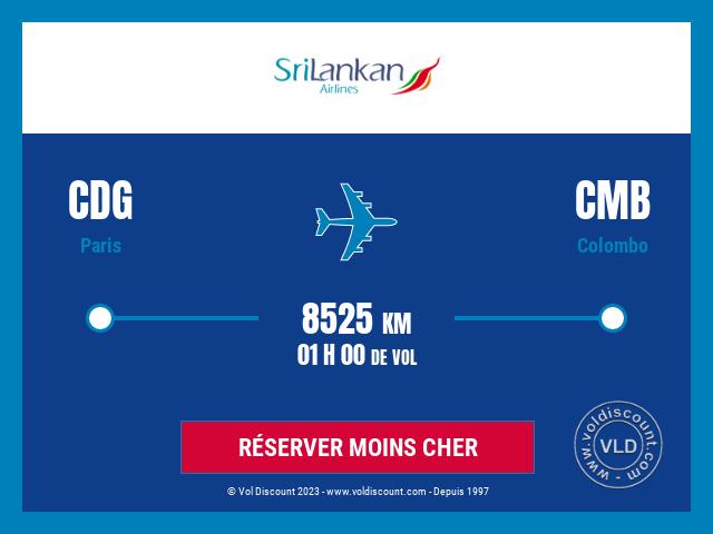 Vol petit prix Paris Colombo Srilankan Airlines