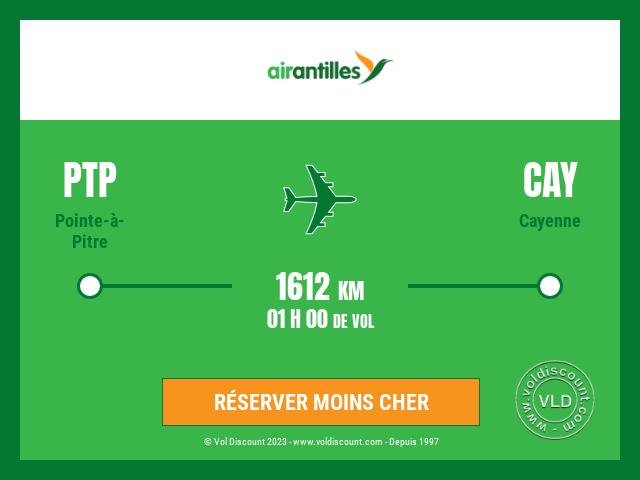 Vol petit prix Pointe-à-Pitre Cayenne Air Antilles
