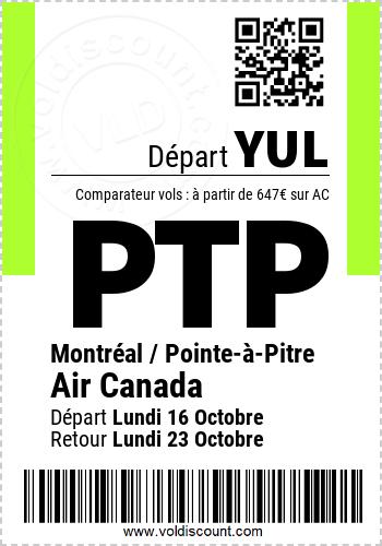 Promotion vol Montréal Pointe-à-Pitre