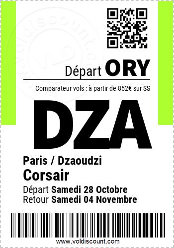 Promotion vol Paris Dzaoudzi