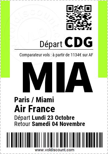 Promotion vol Paris Miami