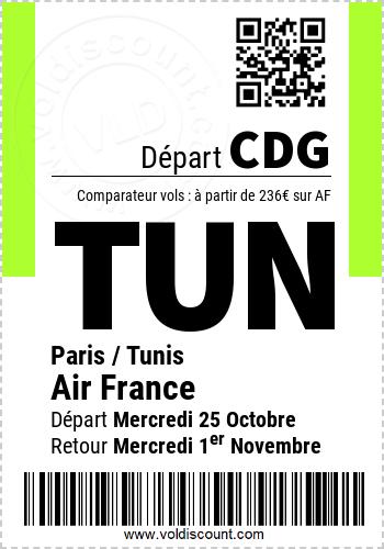 Promotion vol Paris Tunis