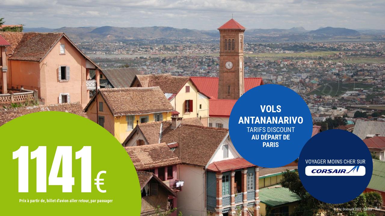 Vol aller retour Paris Antananarivo Corsair