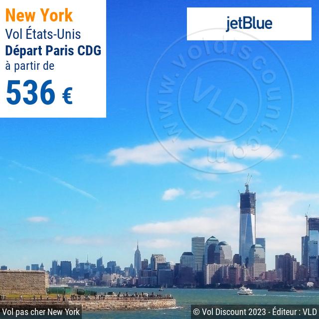 Vol discount Paris New York Jetblue