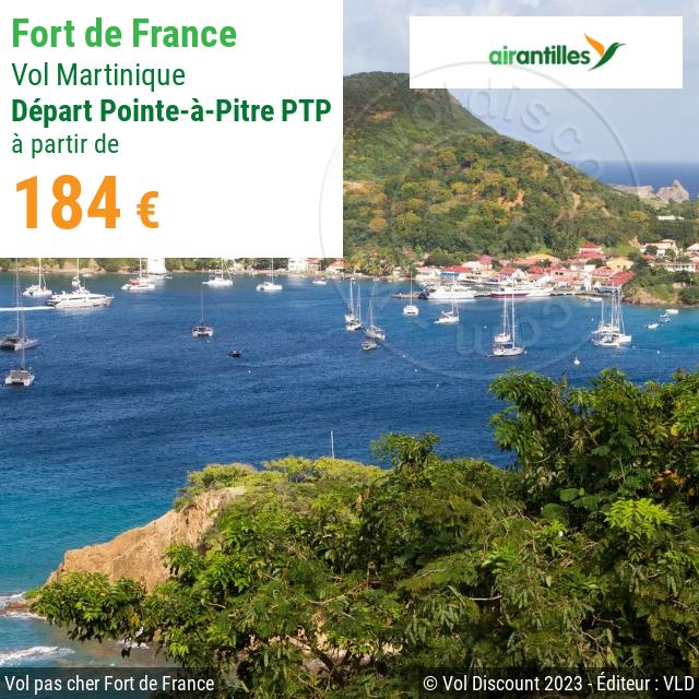 Vol discount Pointe-à-Pitre Fort de France Air Antilles