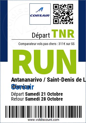 Vol pas cher Antananarivo Saint-Denis de La Réunion Corsair