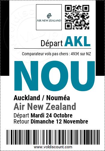 Vol pas cher Auckland Nouméa