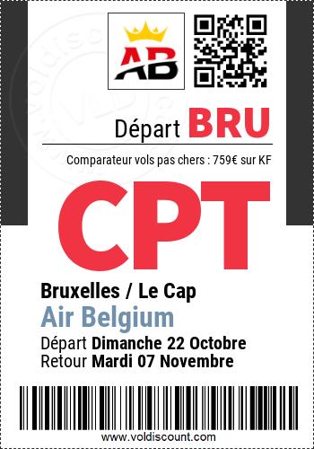 Vol pas cher Bruxelles Le Cap Air Belgium