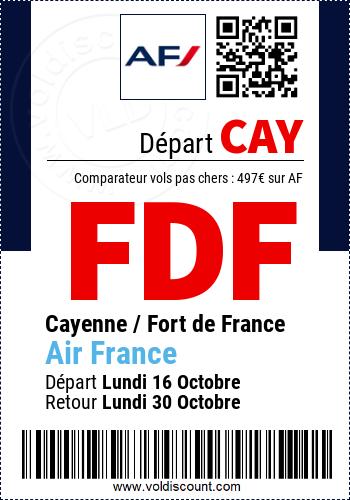 Vol pas cher Cayenne Fort de France Air France