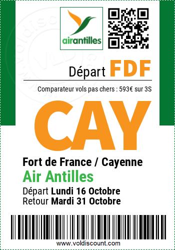 Vol pas cher Fort de France Cayenne Air Antilles