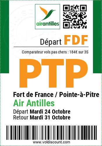 Vol pas cher Fort de France Pointe-à-Pitre Air Antilles