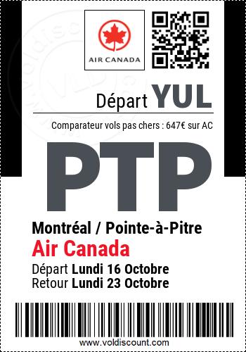 Vol pas cher Montréal Pointe-à-Pitre Air Canada