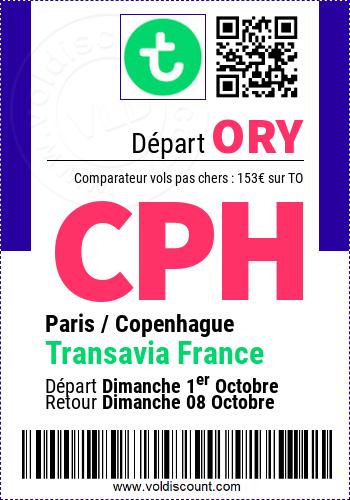 Vol pas cher Paris Copenhague Transavia France