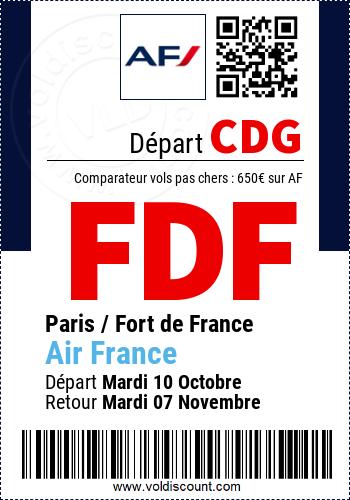 Vol pas cher Fort de France Air France