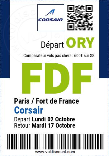 Vol pas cher Paris Fort de France Corsair