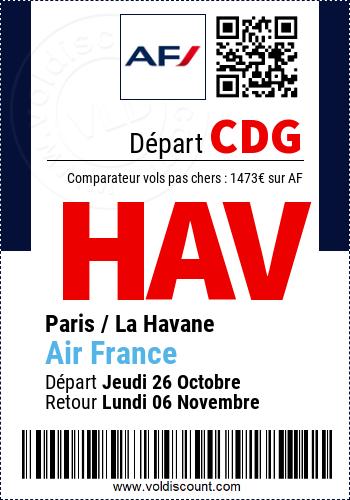 Vol pas cher Paris La Havane Air France