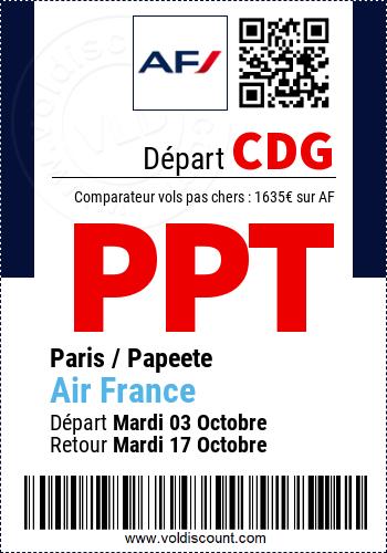 Vol pas cher Paris Papeete Air France