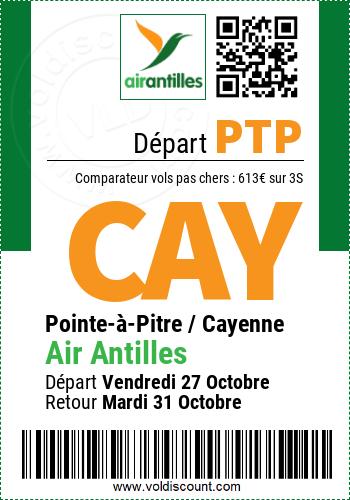 Vol pas cher Pointe-à-Pitre Cayenne Air Antilles