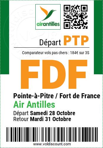 Vol pas cher Pointe-à-Pitre Fort de France Air Antilles
