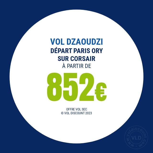 Vol promo Paris Dzaoudzi Corsair