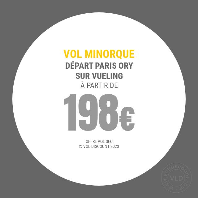 Vol promo Paris Minorque Vueling