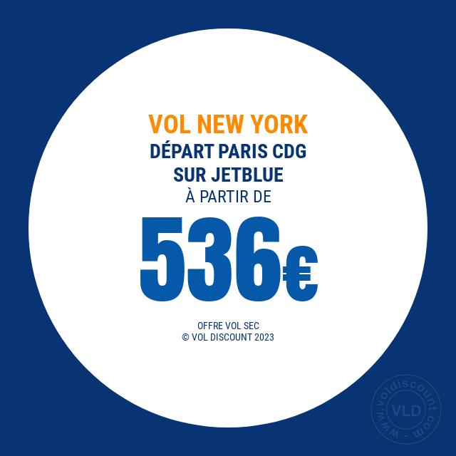 Vol promo Paris New York Jetblue