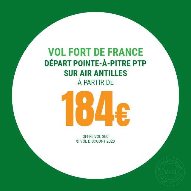Vol promo Pointe-à-Pitre Fort de France Air Antilles